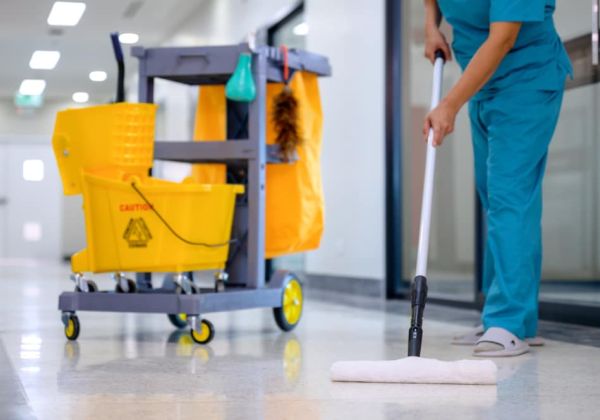 Cleaning hospital floor