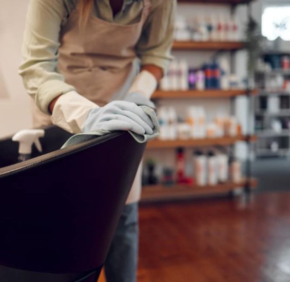 cleaning salon chair